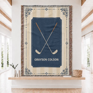 Personalised Golf Baby Woven Throw Blanket