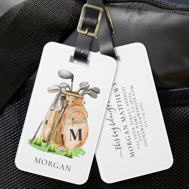 Personalised Golf Bag Monogram Luggage Tag (Personalized Golf Bag Monogram Luggage Tag)