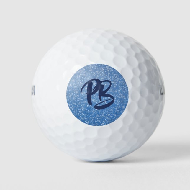 Personalised Golf Ball Blue Sparkle (Front)