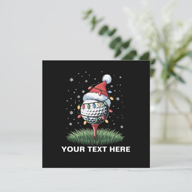 Personalised Golf Ball Christmas Tree Santa Hat  Holiday Card (Standing Front)