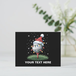 Personalised Golf Ball Christmas Tree Santa Hat  Holiday Postcard