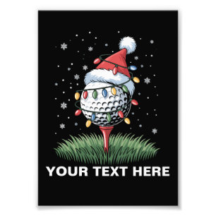 Personalised Golf Ball Christmas Tree Santa Hat Photo Print