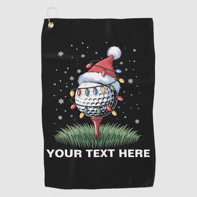 Personalised Golf Ball Christmas Tree Santa Hat  Towel (Front)