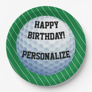 Personalised Golf Ball Happy Birthday Paper Plate