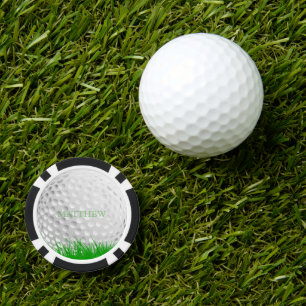 Personalised Golf Ball in Grass Marker Poker Chips