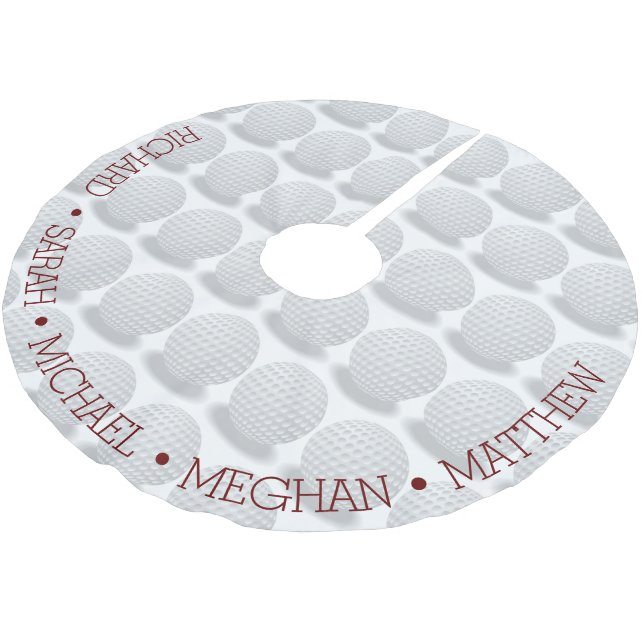 Personalised Golf Ball Pattern Brushed Polyester Tree Skirt (Angled)
