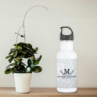 Personalised Golf Ball Pattern Name Monogram Age 532 Ml Water Bottle