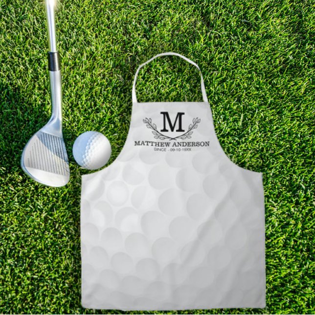 Personalised Golf Ball Pattern Name Monogram Age Apron (Creator Uploaded)