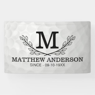 Personalised Golf Ball Pattern Name Monogram Age Banner