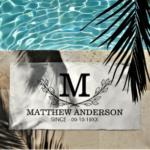 Personalised Golf Ball Pattern Name Monogram Age Beach Towel