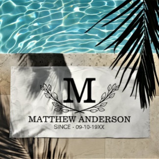Personalised Golf Ball Pattern Name Monogram Age Beach Towel