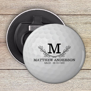 Personalised Golf Ball Pattern Name Monogram Age Bottle Opener