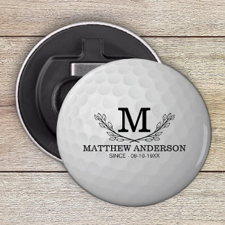 Personalised Golf Ball Pattern Name Monogram Age Bottle Opener