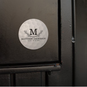 Personalised Golf Ball Pattern Name Monogram Age Classic Round Sticker