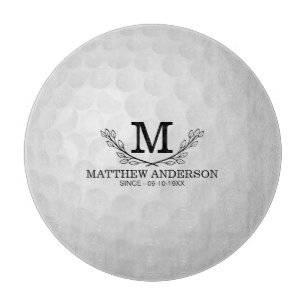 Personalised Golf Ball Pattern Name Monogram Age Cutting Board