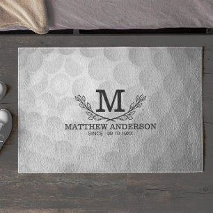 Personalised Golf Ball Pattern Name Monogram Age Doormat