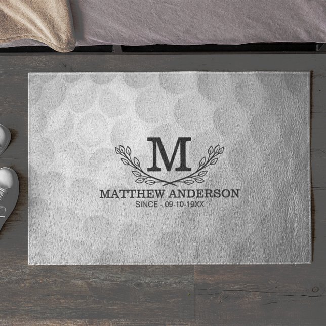 Personalised Golf Ball Pattern Name Monogram Age Doormat (Creator Uploaded)