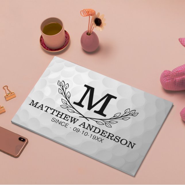 Personalised Golf Ball Pattern Name Monogram Age Guest Book (Creator Uploaded)