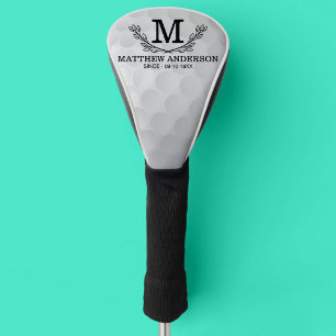 Personalised Golf Ball Pattern Name Monogram Age Head Cover