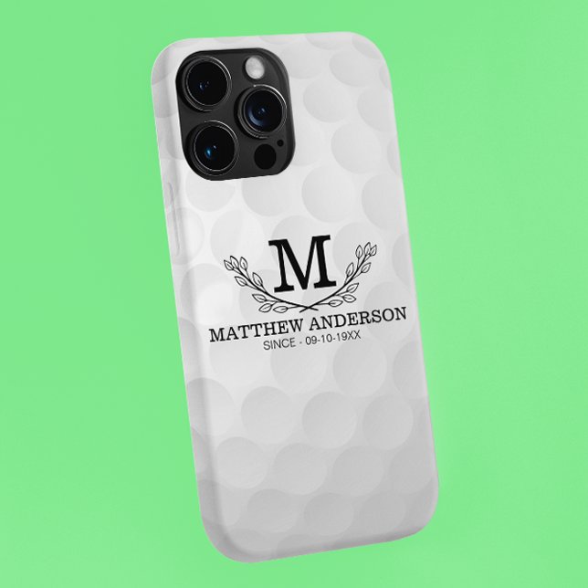 Personalised Golf Ball Pattern Name Monogram Age iPhone Case (Creator Uploaded)