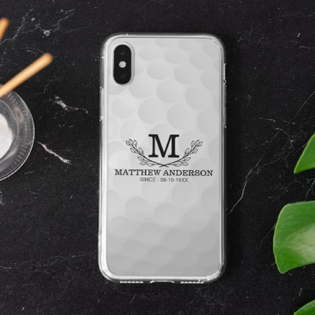 Personalised Golf Ball Pattern Name Monogram Age iPhone Case (Creator Uploaded)
