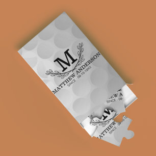 Personalised Golf Ball Pattern Name Monogram Age Jigsaw Puzzle