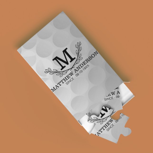 Personalised Golf Ball Pattern Name Monogram Age Jigsaw Puzzle (Creator Uploaded)