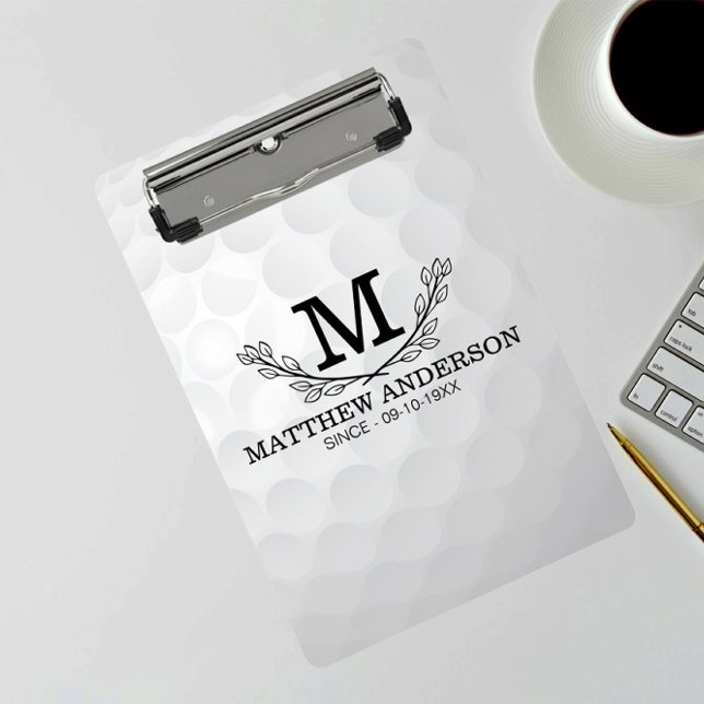Personalised Golf Ball Pattern Name Monogram Age Mini Clipboard (Creator Uploaded)