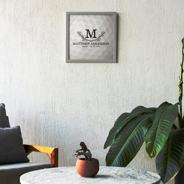 Personalised Golf Ball Pattern Name Monogram Age Photo Print (Creator Uploaded)