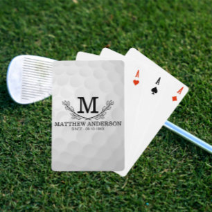 Personalised Golf Ball Pattern Name Monogram Age Playing Cards