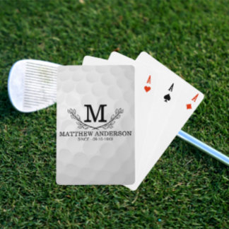 Personalised Golf Ball Pattern Name Monogram Age Playing Cards