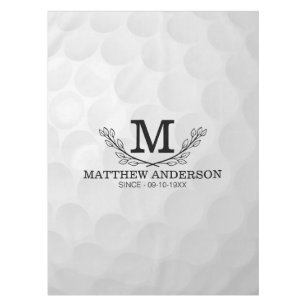 Personalised Golf Ball Pattern Name Monogram Age Tablecloth