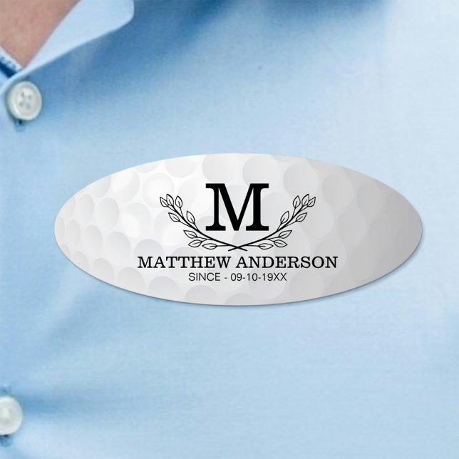 Personalised Golf Ball Pattern Name Monogram Age Tag (Creator Uploaded)