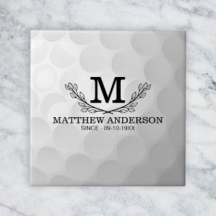 Personalised Golf Ball Pattern Name Monogram Age Tile