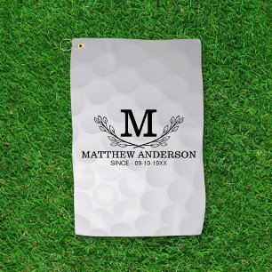 Personalised Golf Ball Pattern Name Monogram Age Towel