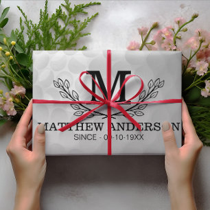 Personalised Golf Ball Pattern Name Monogram Age Wrapping Paper Sheet