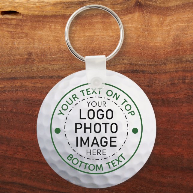 Personalised Golf Ball Photo Logo Custom Key Ring (Front)