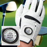 Personalised Golf Ball Photo or Logo Custom Golf Glove<br><div class="desc">Create a personalised golf glove for the golfer you know with this easy customisable template design to add your photo, logo or image and your custom text in your choice of colours (shown in green) on a golf ball image. Utilise for promotion or marketing your golf course or club, recognise...</div>