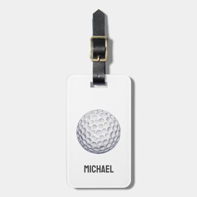 Personalised Golf Ball Player Luggage Tag          (Front Vertical)