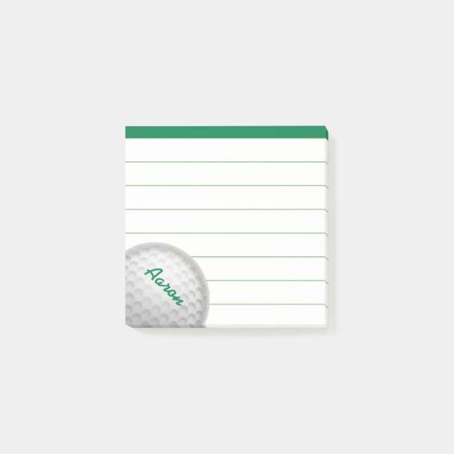 Personalised Golf  Ball Post It Notes Gift (Front)