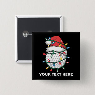 Personalised Golf Ball Santa Hat Christmas Lights 15 Cm Square Badge