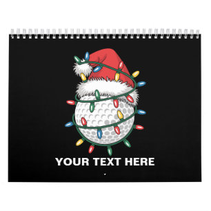 Personalised Golf Ball Santa Hat Christmas Lights Calendar