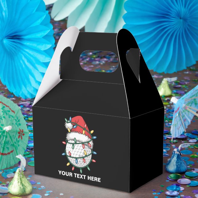 Personalised Golf Ball Santa Hat Christmas Lights Favour Box (Party)
