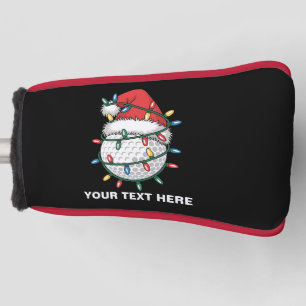 Personalised Golf Ball Santa Hat Christmas Lights Head Cover