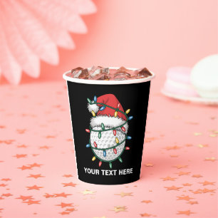 Personalised Golf Ball Santa Hat Christmas Lights Paper Cups
