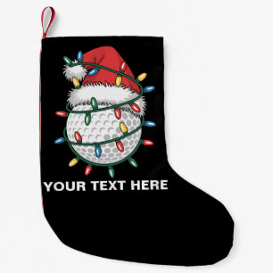 Personalised Golf Ball Santa Hat Christmas Lights Small Christmas Stocking