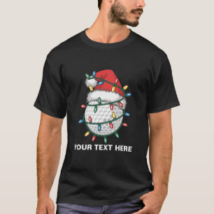 Personalised Golf Ball Santa Hat Christmas Lights T-Shirt