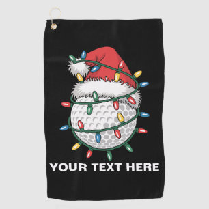 Personalised Golf Ball Santa Hat Christmas Lights Towel