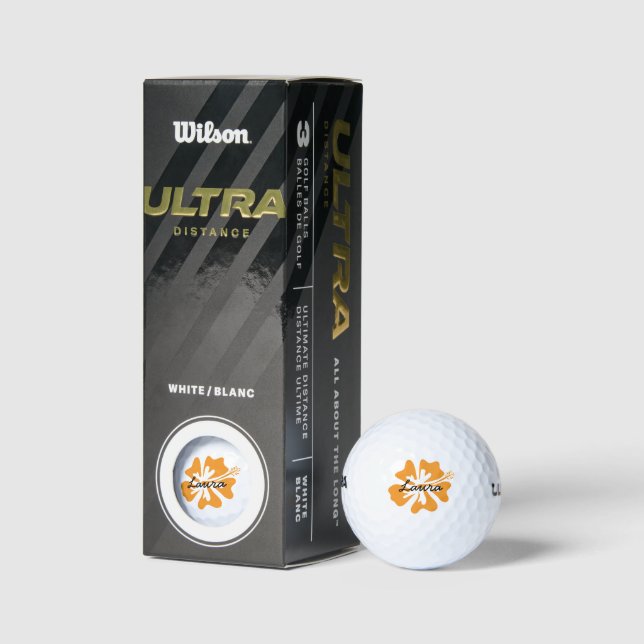 Personalised golf balls with cute Hawaiian flower (Packaging)