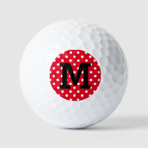 Personalised golf balls with red polka dots print